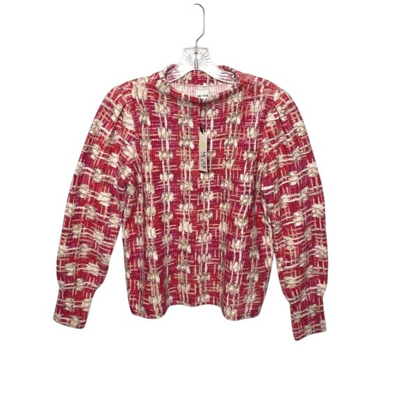 NEW Nic+Zoe Waffle Stitch Stamp Sweater Women's Red/Pink Long Sleeve Top Size L - Picture 5 of 5